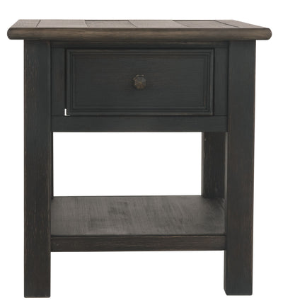 Tyler - Grayish Brown / Black - Rectangular End Table.
