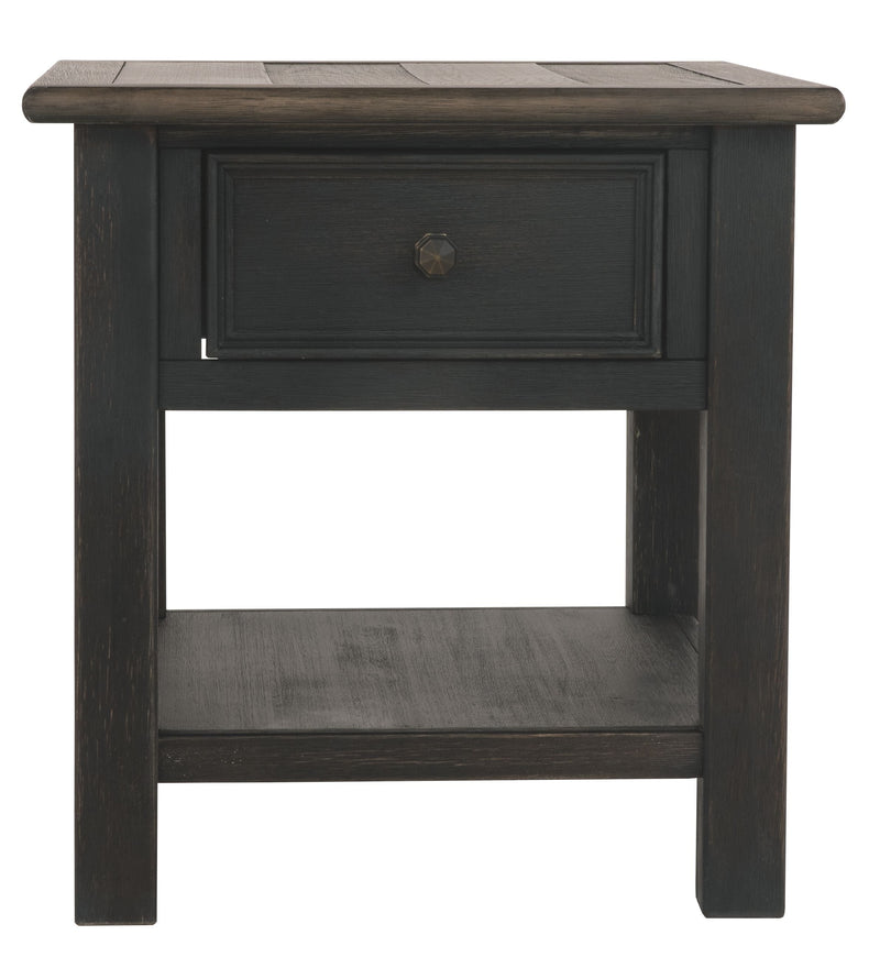 Tyler - Grayish Brown / Black - Rectangular End Table.