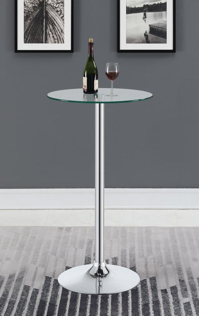 Abiline - Glass Top Round Bar Table - Chrome - Bar Tables - Grand Furniture GA