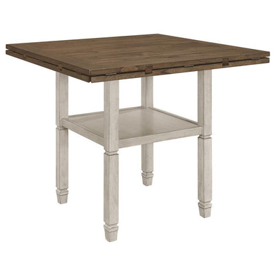 Sarasota - Counter Height Table With Shelf Storage - Nutmeg and Rustic Cream.