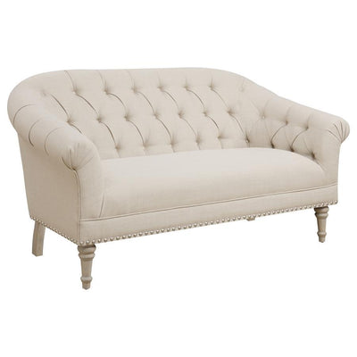 Billie - Tufted Back Settee With Roll Arm - Natural.