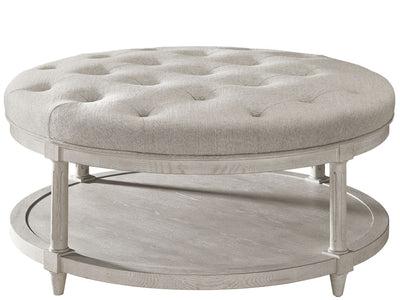 Past Forward - Lacie Round Ottoman - Pearl Silver