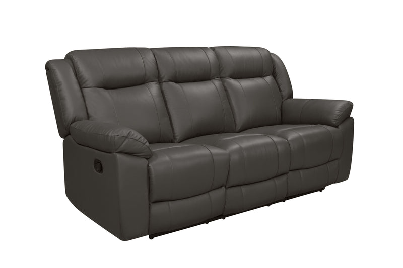 Taggart - Leather Sofa With Dual Recliner - Gray