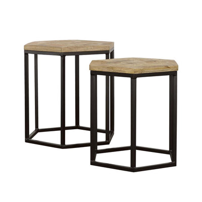 Adger - 2-Piece Hexagon Nesting Tables - Natural and Black.