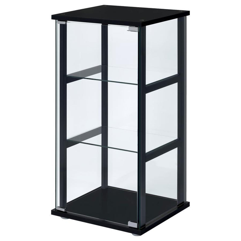 Cyclamen - 3-Shelf Glass Curio Cabinet - Black and Clear.