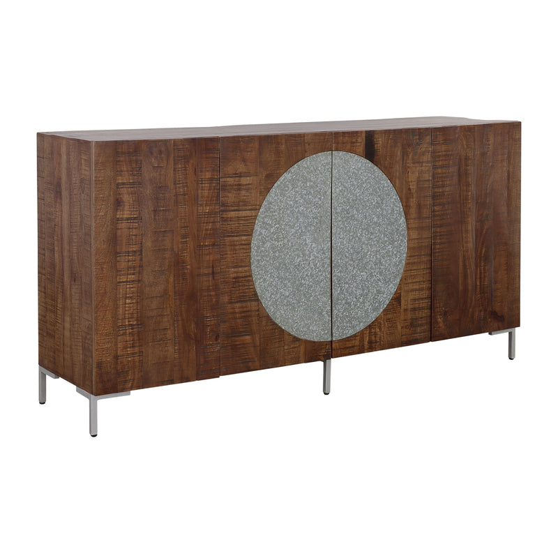 Bahari Chatter - Four Door Credenza - Brown & Silver.