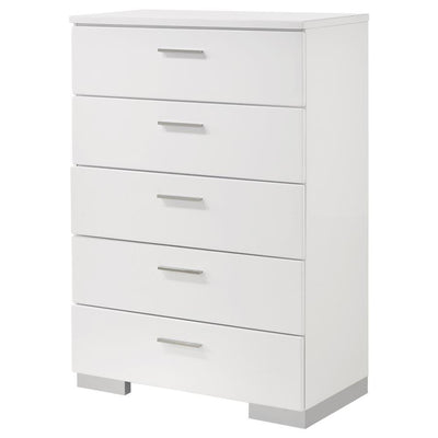 Felicity - 5-Drawer Chest - Glossy White.