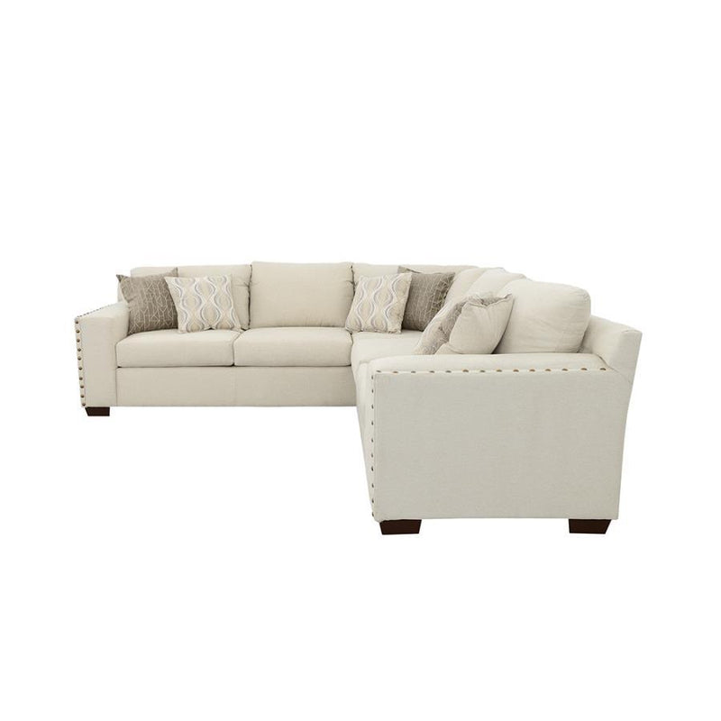 Aria - L-Shaped Sectional With Nailhead - Oatmeal.