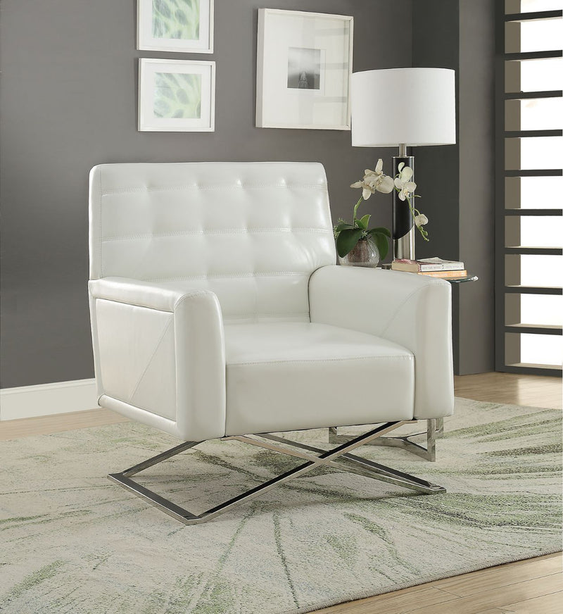 Rafael - Accent Chair - White PU & Stainless Steel - 39" - Grand Furniture GA