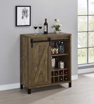 Arlington - Bar Cabinet With Sliding Door - Rustic Oak.