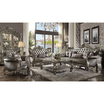 Versailles - Chair - Silver PU & Antique Platinum - Grand Furniture GA