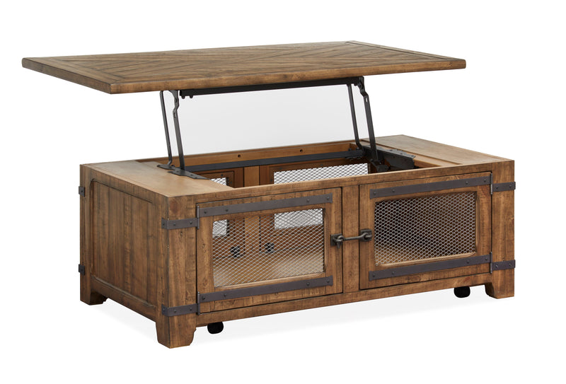 Chesterfield - Top Storage Cocktail Table With Casters - Farmhouse Timber.