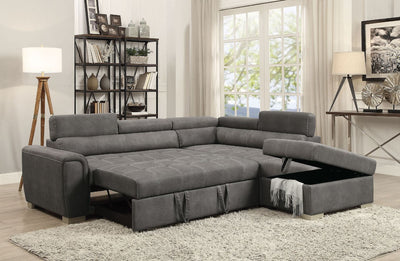 Thelma Sectional Sofa - Gray Polished Microfiber - Grand Furniture GA