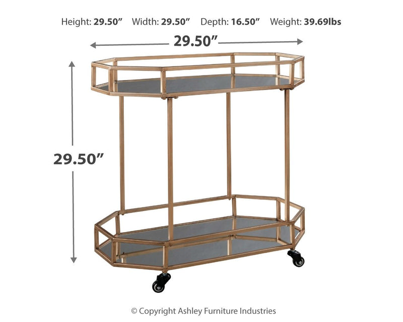 Daymont - Gold Finish - Bar Cart.