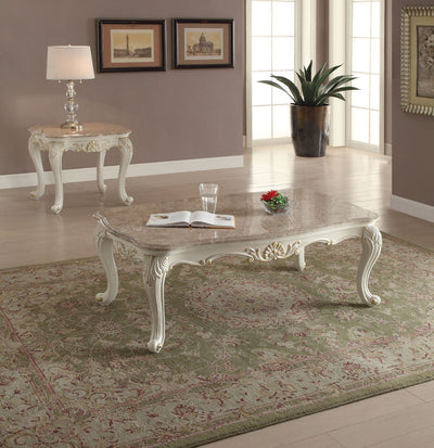 Chantelle - Coffee Table - Marble & Pearl White - Grand Furniture GA