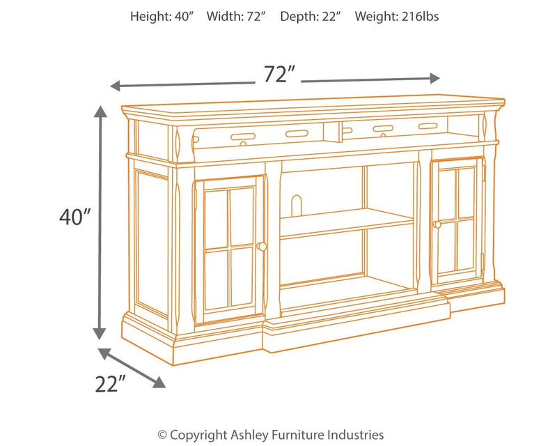 Roddinton - Dark Brown - Xl TV Stand W/Fireplace Option.