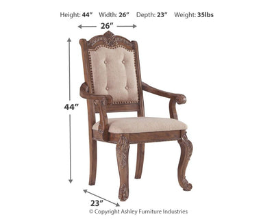 Charmond - Brown - Dining Uph Arm Chair (Set of 2)