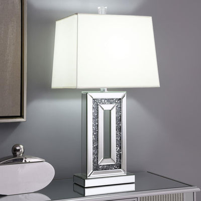 Ayelet - Table Lamp With Square Shade - White and Mirror.