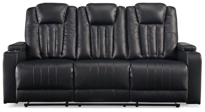 Center Point - Black - Rec Sofa W/Drop Down Table.