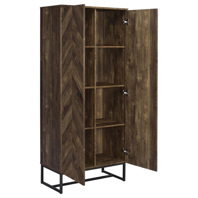 Carolyn - 2-Door Accent Cabinet - Rustic Oak and Gunmetal - Wood.