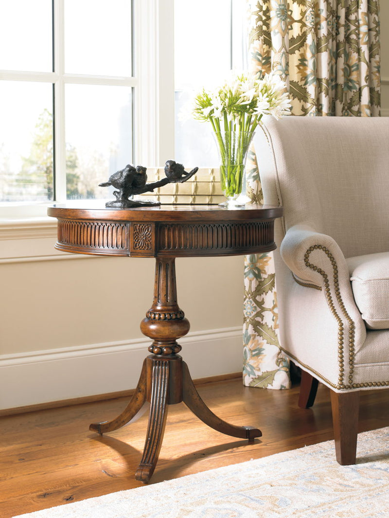 Round Pedestal Accent Table.