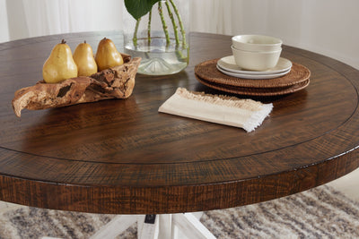 Valebeck - White / Brown - Dining Table.