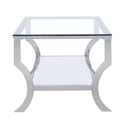 Saide - Rectangular Coffee Table With Mirrored Shelf - Chrome.