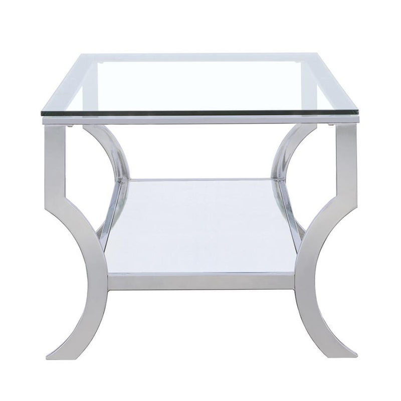 Saide - Rectangular Coffee Table With Mirrored Shelf - Chrome.