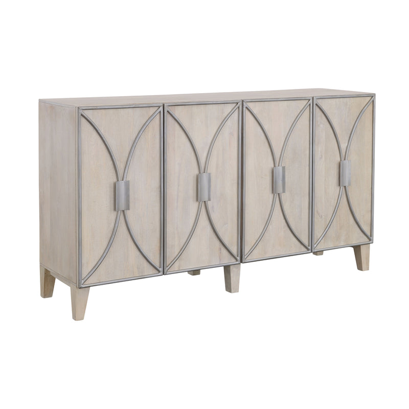 Starlight - Four Door Credenza - Whitewash & Silver.