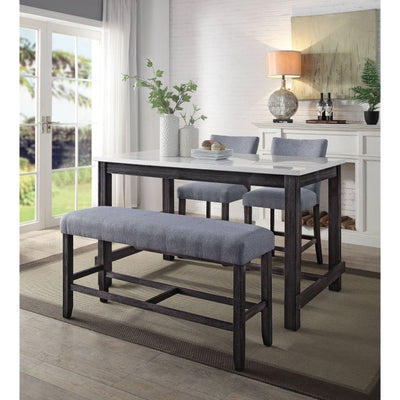 Yelena - Counter Height Table - Marble & Weathered Espresso - Grand Furniture GA