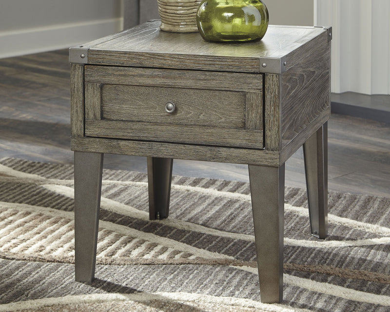 Chazney - Rustic Brown - Rectangular End Table.