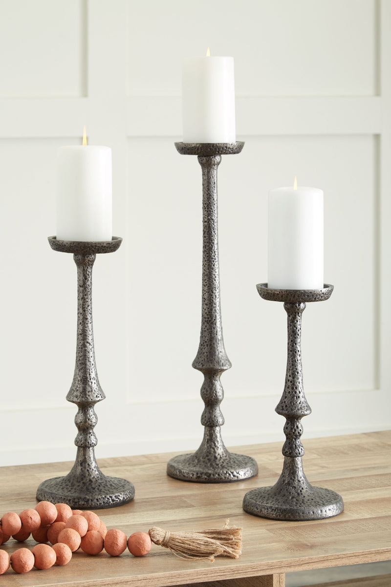 Eravell - Pewter Finish - Candle Holder Set (Set of 3).