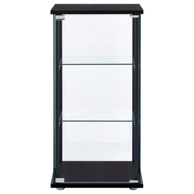 Cyclamen - 3-Shelf Glass Curio Cabinet - Black and Clear.