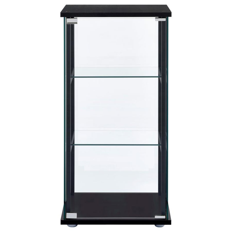 Cyclamen - 3-Shelf Glass Curio Cabinet - Black and Clear.