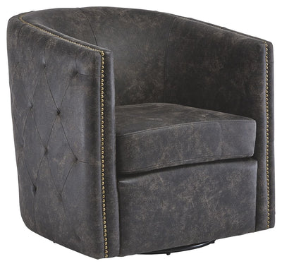 Brentlow - Distressed Black - Swivel Chair.