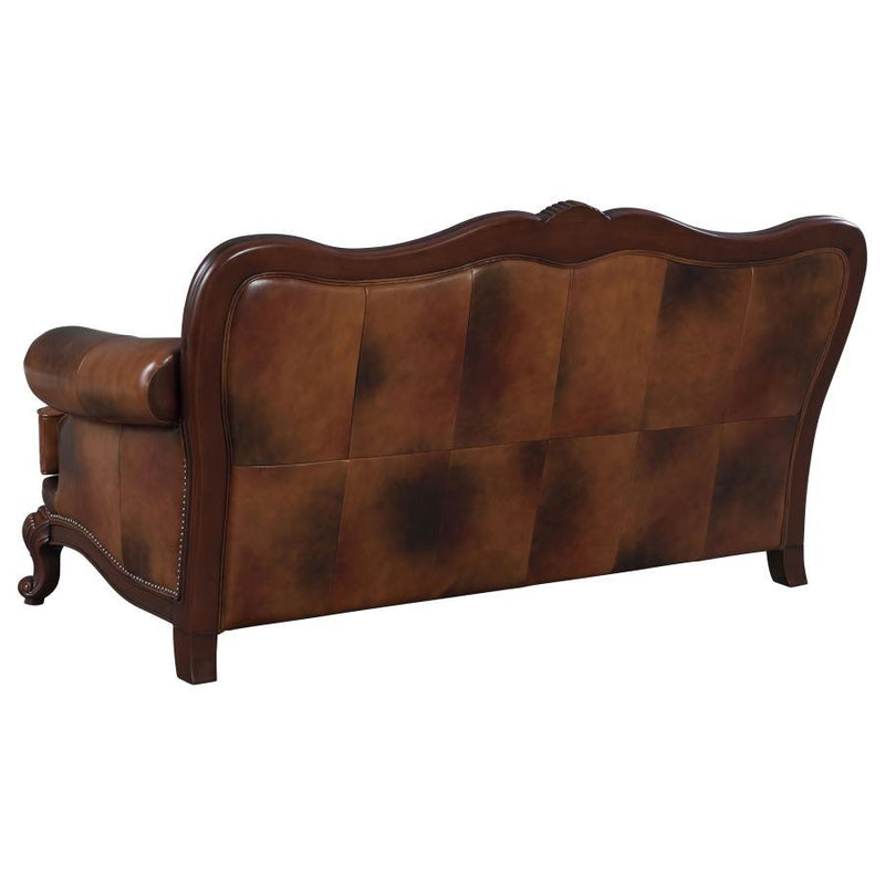 Victoria - Rolled Arm Sofa - Tri-Tone and Brown.