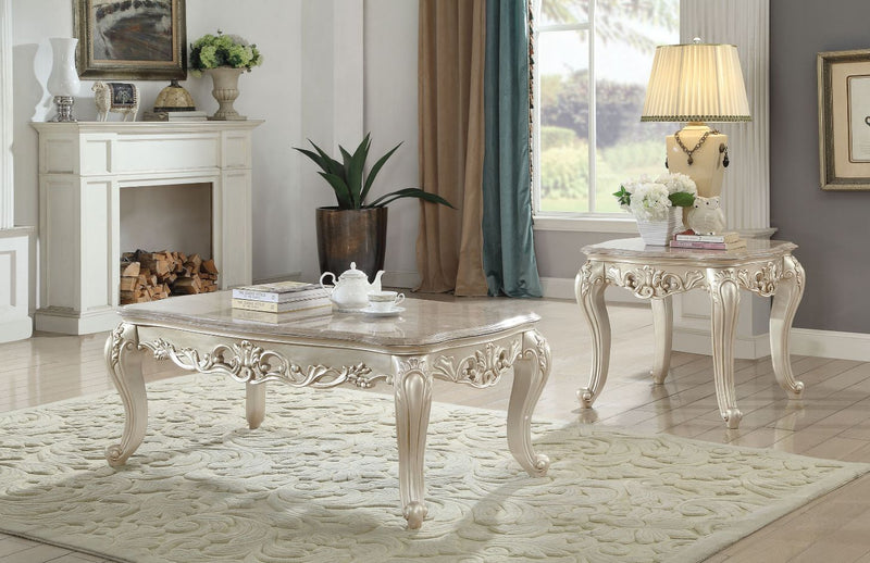 Gorsedd - Coffee Table - Marble & Antique White - Grand Furniture GA