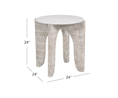 Bali - Round End Table - White