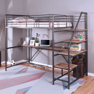 Rowley - Twin / Workstation Bunk Bed - Sand Black / Natural.