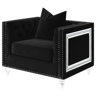 Delilah - Upholstered Tufted Tuxedo Arm Chair - Black.