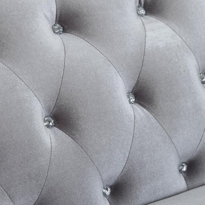 Frostine - Button Tufted Loveseat - Silver.