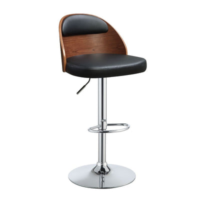 Camila - Stool - Black PU & Walnut - Grand Furniture GA