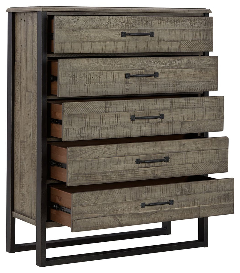 Brennagan - Gray - Five Drawer Chest.