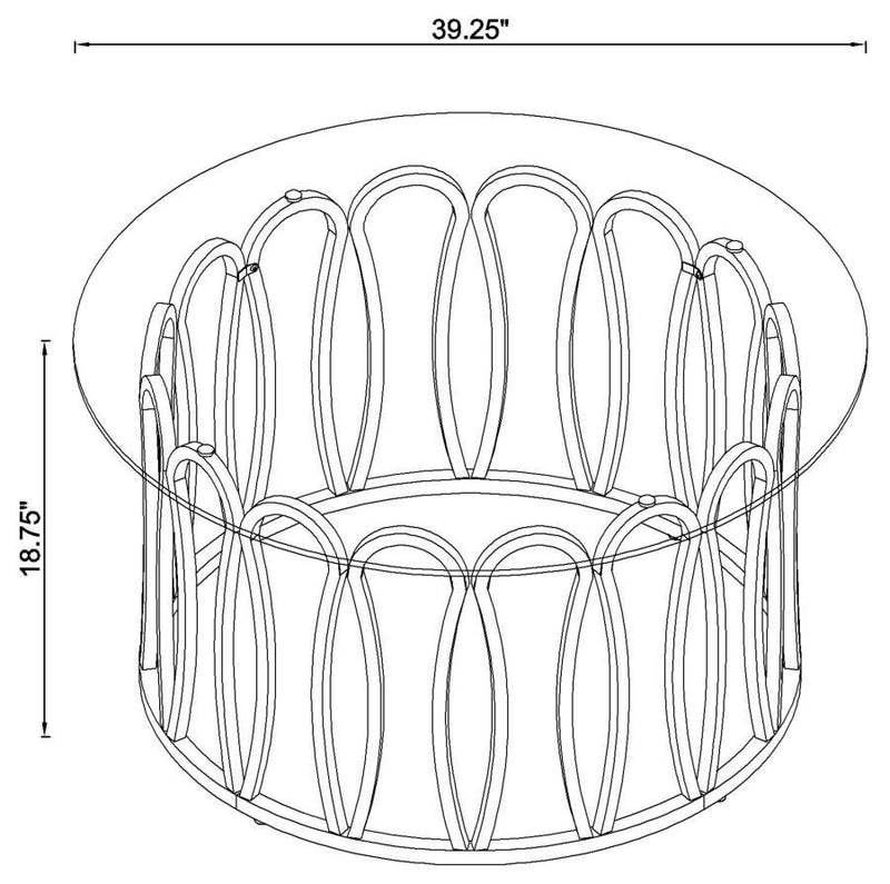 Monett - Round Coffee Table - Chocolate Chrome And Clear