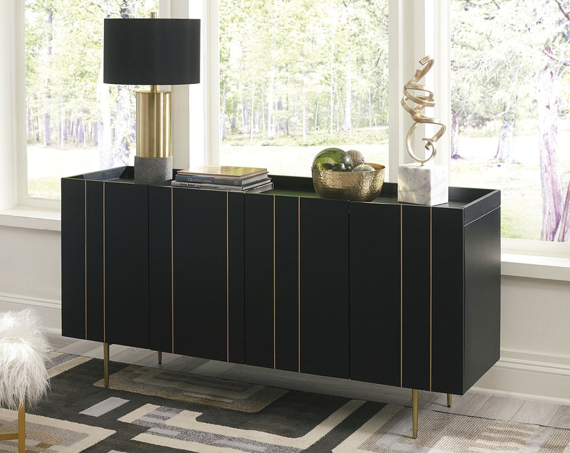 Brentburn - Black / Gold Finish - Accent Cabinet.