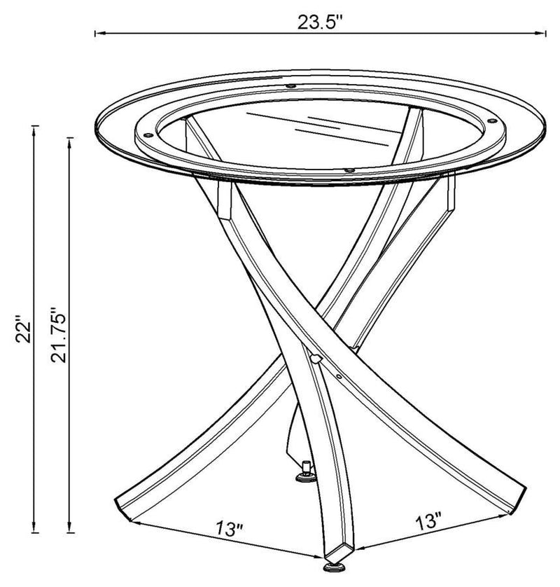 Brooke - Glass Top End Table - Chrome and Black.