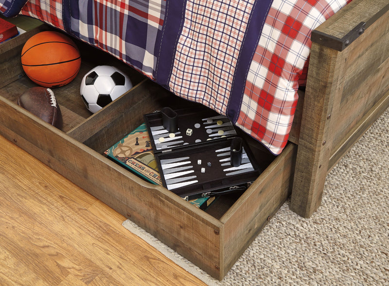 Trinell - Brown - Twin Bookcase Bed With 1 Large Storage Drawer.