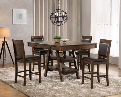 Dewey - 5-Piece Rectangular Dining Set - Brown and Walnut.