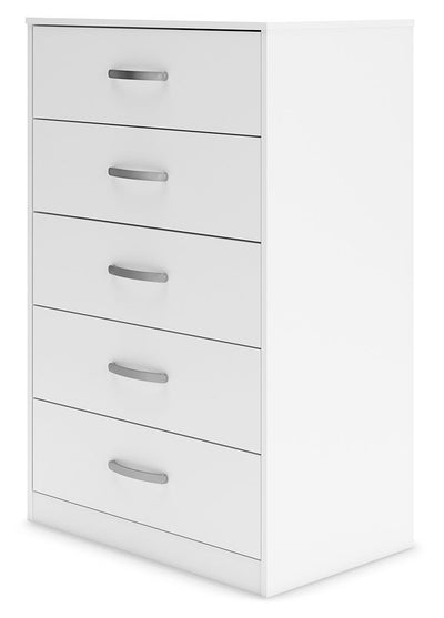 Flannia - White - Five Drawer Chest - 46" Height.