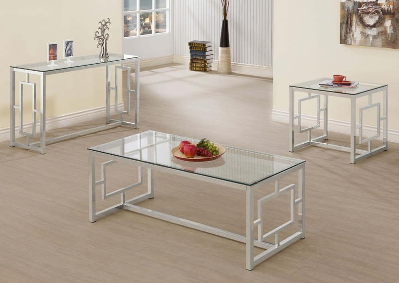 Merced - Rectangle Glass Top Coffee Table - Nickel